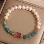 Bracelet Foviel en quartz fraise, perles de jade et pureté