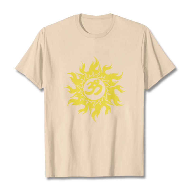 Foviel OM Mantra Sanskrit Gold Sun Tee T-Shirt