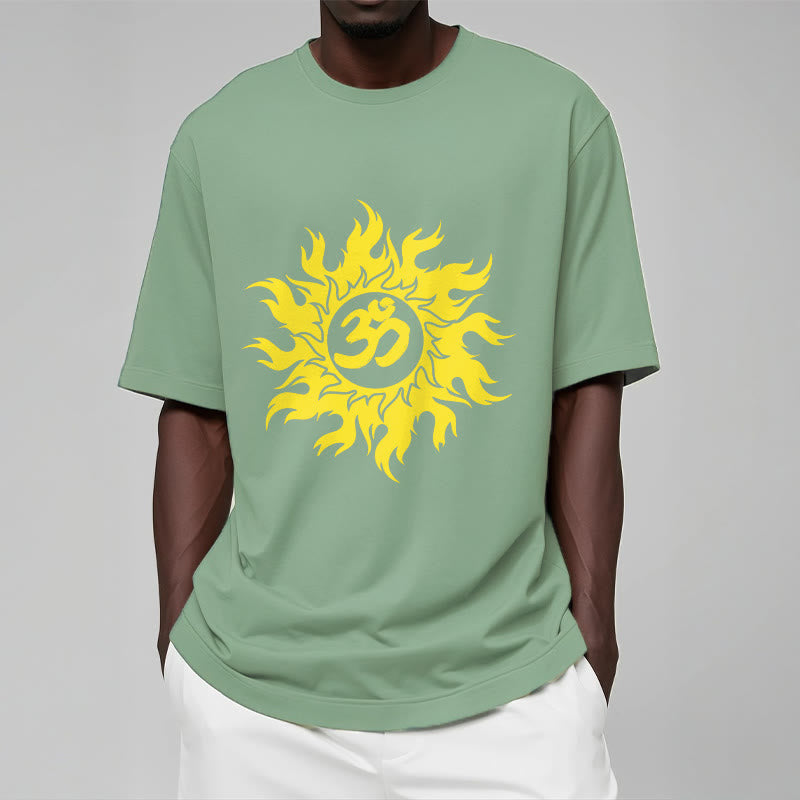 Foviel OM Mantra Sanskrit Gold Sun Tee T-Shirt