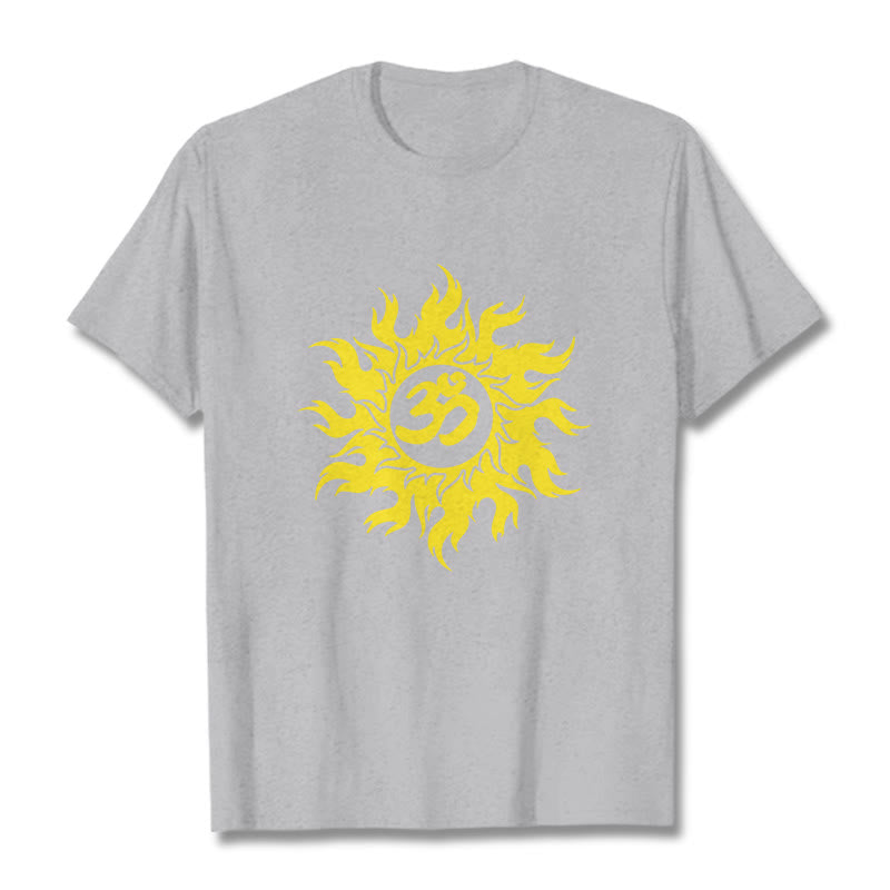 Foviel OM Mantra Sanskrit Gold Sun Tee T-Shirt