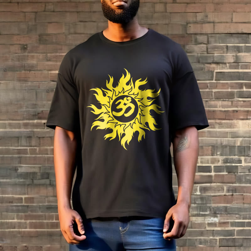 T-shirt Foviel OM Mantra Sanskrit Soleil doré