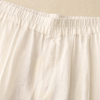 Pantalon harem décontracté pour femme Foviel, coupe 7/8 en coton et lin, design à boutons grenouille avec poches