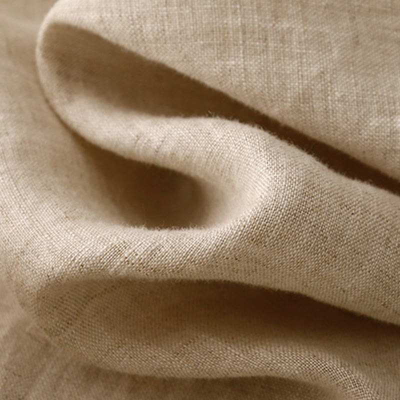 Pantalon harem décontracté pour femme Foviel, coupe 7/8 en coton et lin, design à boutons grenouille avec poches