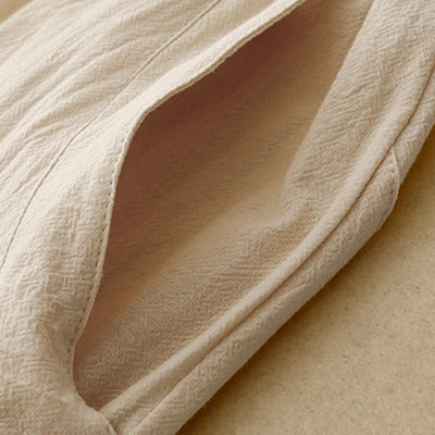 Foviel Daily Plain Elastic Waistband Cotton Linen Women's Pants With Pockets