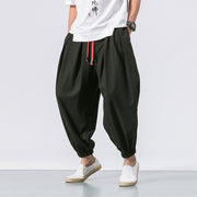 Foviel Casual Sports Men's Solid Color Cotton Drawstring Pants With Pockets