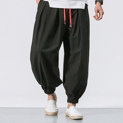 Buddha Stones Casual Sports Men's Solid Color Cotton Drawstring Pants With Pockets - image 7