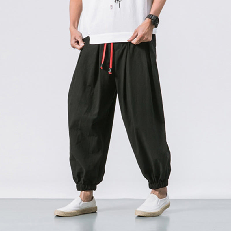 Buddha Stones Casual Sports Men's Solid Color Cotton Drawstring Pants With Pockets - image 2