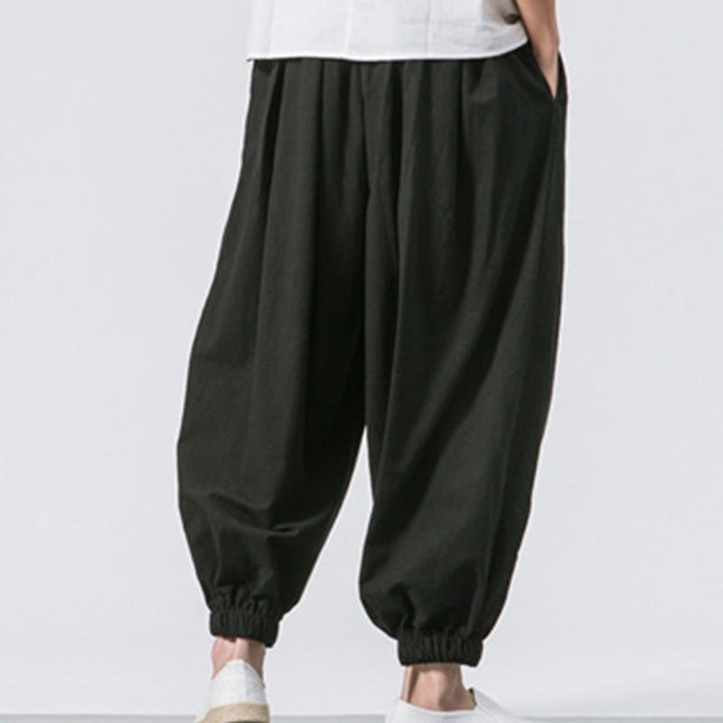 Buddha Stones Casual Sports Men's Solid Color Cotton Drawstring Pants With Pockets - image 8