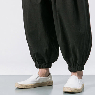 Buddha Stones Casual Sports Men's Solid Color Cotton Drawstring Pants With Pockets - image 14