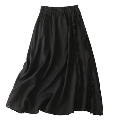 Buddha Stones Summer Plain Ruffle Design Women's Skirt - image 14
