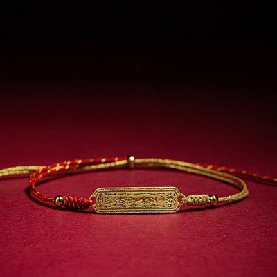 Foviel 14K Gold-plated Copper Amulet Protection Red Golden Rope Bracelet