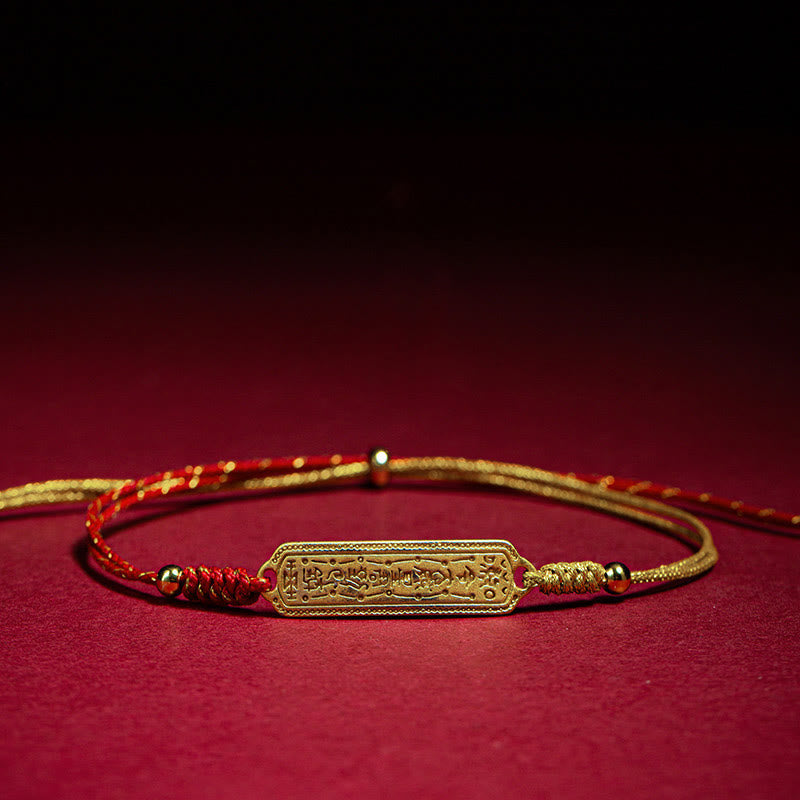 Foviel 14K Gold-plated Copper Amulet Protection Red Golden Rope Bracelet