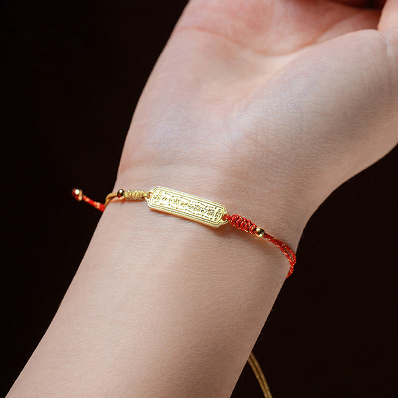 Foviel 14K Gold-plated Copper Amulet Protection Red Golden Rope Bracelet