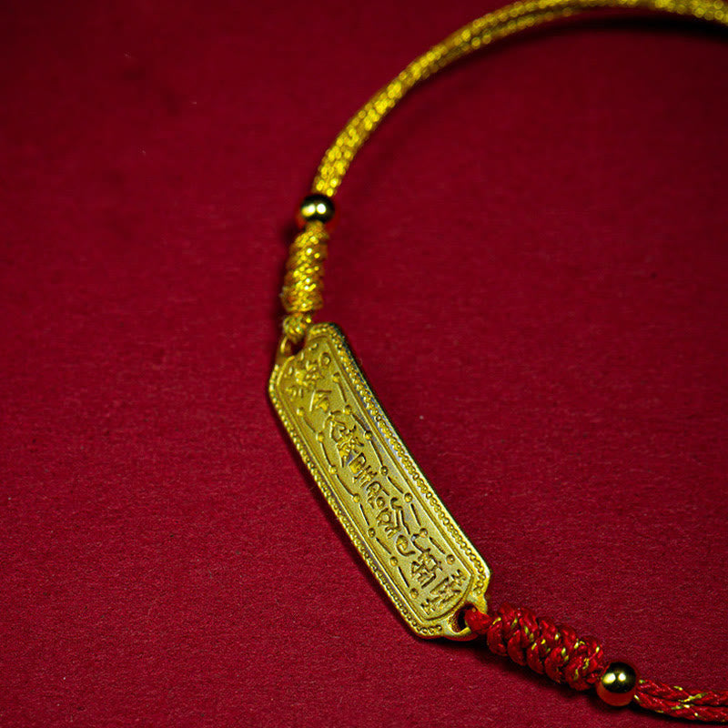 Foviel 14K Gold-plated Copper Amulet Protection Red Golden Rope Bracelet