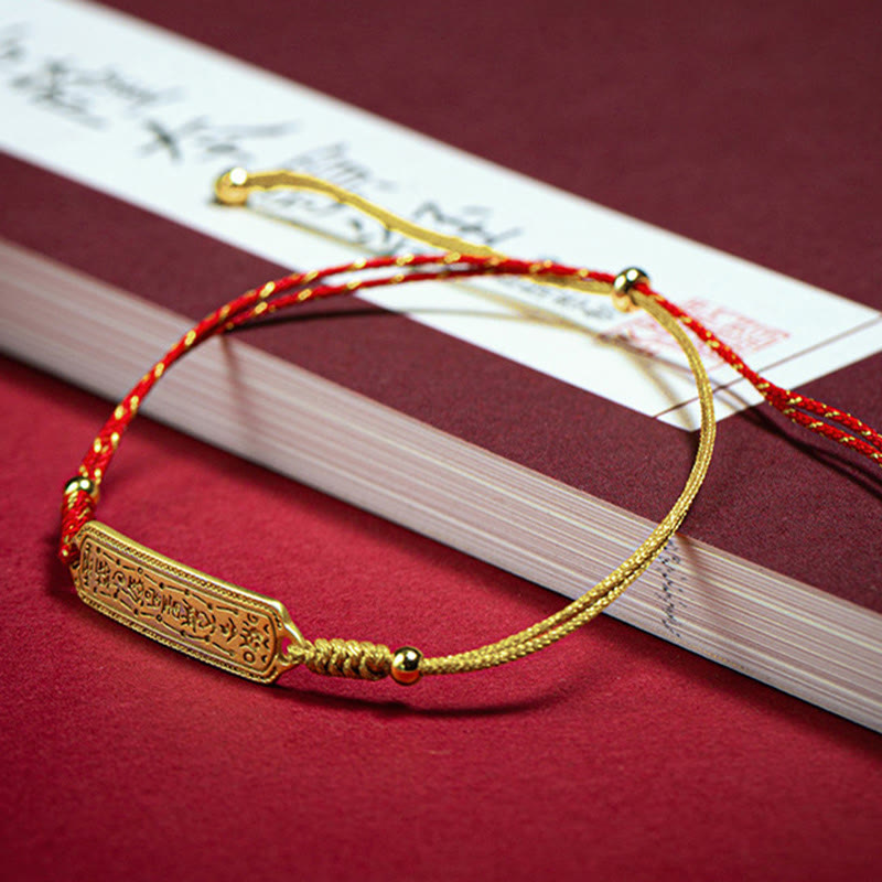 Foviel 14K Gold-plated Copper Amulet Protection Red Golden Rope Bracelet