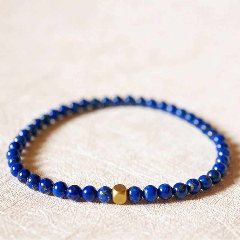 Buddha Stones 4mm Ultra-thin Lazurite Beads Self Care Bracelet - 4mm Lazurite(Wrist Circumference: 14-16cm) - image 0