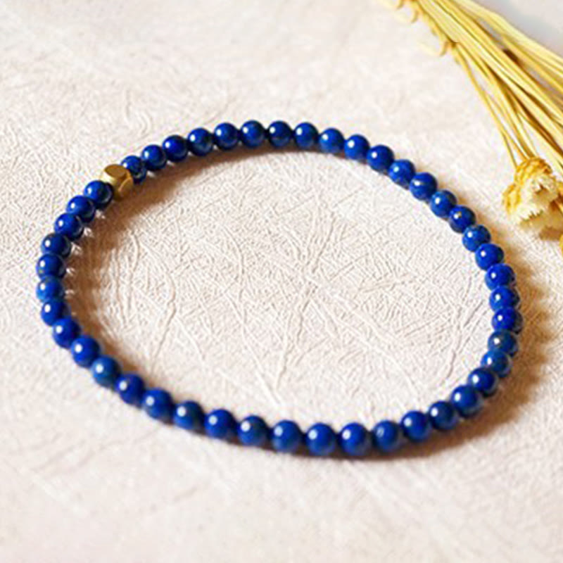 Buddha Stones 4mm Ultra-thin Lazurite Beads Self Care Bracelet - image 13
