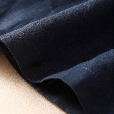 Foviel Vintage Summer Asymmetrical High Waist Women's Cotton Linen Skirt With Pockets