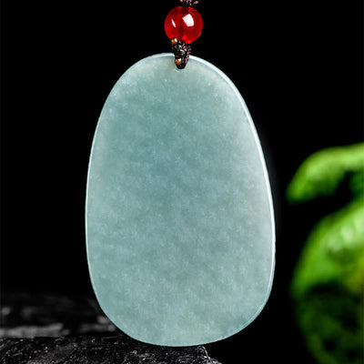 Pendentif collier Foviel en jade vert naturel motif fleur et renard à neuf queues porte-bonheur
