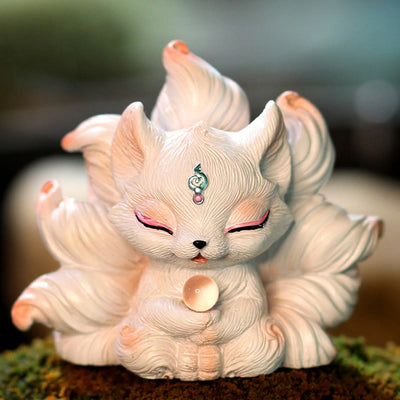 Foviel Mini Nine Tailed Fox Luck Resin Home Desk Decoration