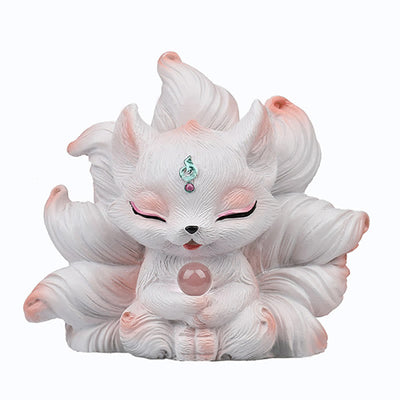 Foviel Mini Nine Tailed Fox Luck Resin Home Desk Decoration