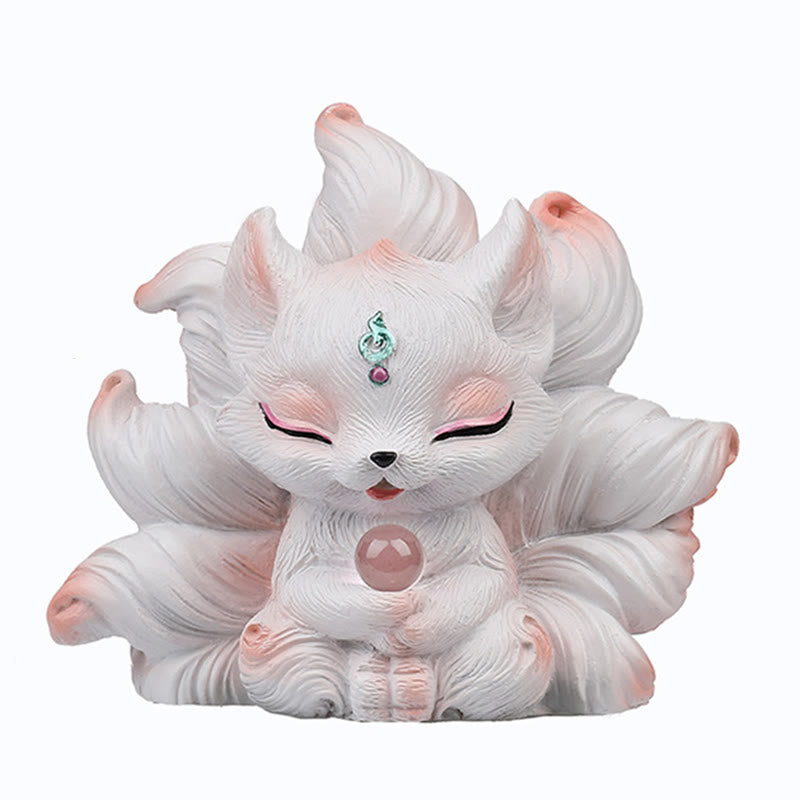 Foviel Mini Nine Tailed Fox Luck Resin Home Desk Decoration