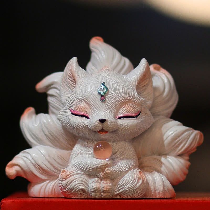 Foviel Mini Nine Tailed Fox Luck Resin Home Desk Decoration