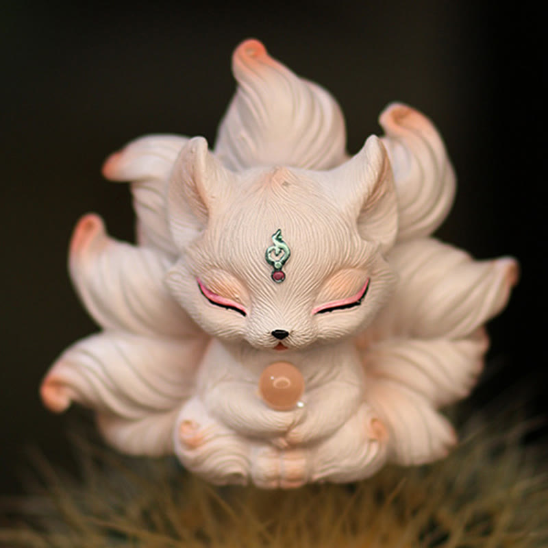 Foviel Mini Nine Tailed Fox Luck Resin Home Desk Decoration