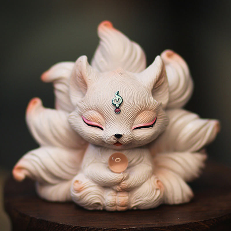 Foviel Mini Nine Tailed Fox Luck Resin Home Desk Decoration
