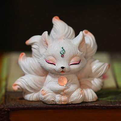 Foviel Mini Nine Tailed Fox Luck Resin Home Desk Decoration