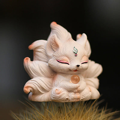 Foviel Mini Nine Tailed Fox Luck Resin Home Desk Decoration