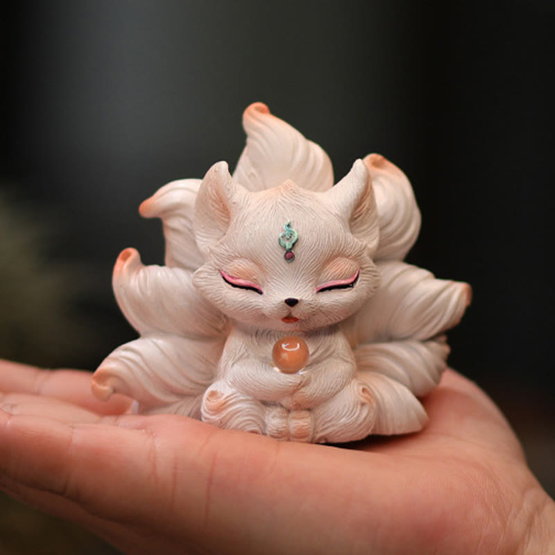 Foviel Mini Nine Tailed Fox Luck Resin Home Desk Decoration