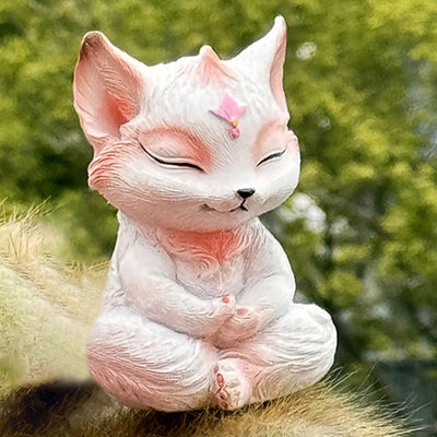 Foviel Small Nine Tailed Fox Sitting Protection Resin Home Decoration