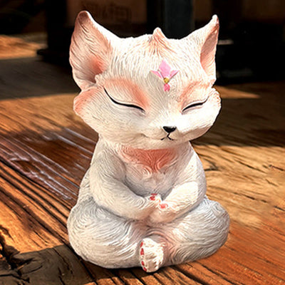 Foviel Small Nine Tailed Fox Sitting Protection Resin Home Decoration