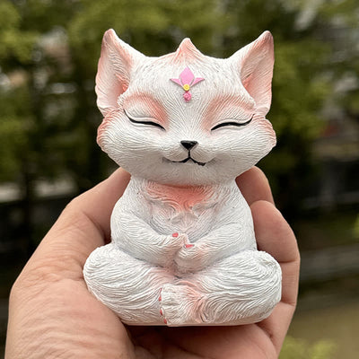Foviel Small Nine Tailed Fox Sitting Protection Resin Home Decoration