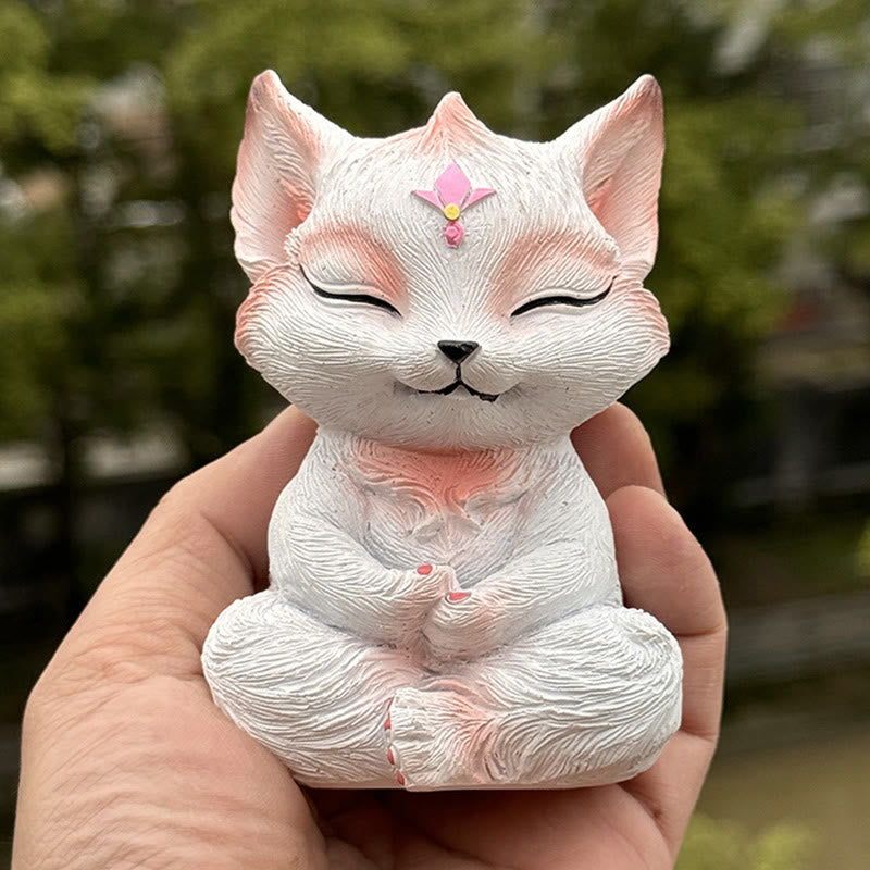 Foviel Small Nine Tailed Fox Sitting Protection Resin Home Decoration