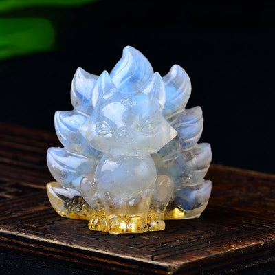 Foviel Natürliche verschiedene Kristall Erdbeerquarz Amethyst Neun Tailed Fox Schutz Wohndekoration
