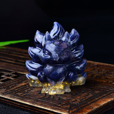 Foviel Natürliche verschiedene Kristall Erdbeerquarz Amethyst Neun Tailed Fox Schutz Wohndekoration