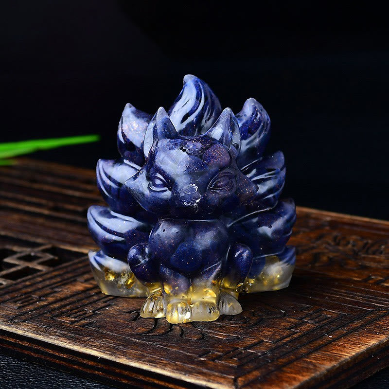 Foviel Natürliche verschiedene Kristall Erdbeerquarz Amethyst Neun Tailed Fox Schutz Wohndekoration