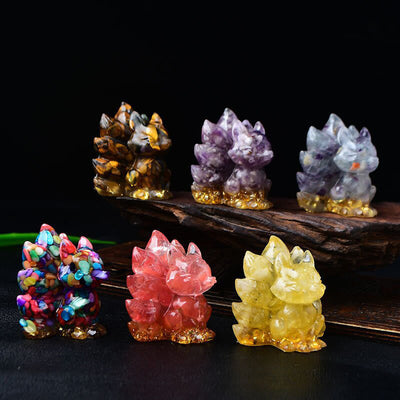 Foviel Natürliche verschiedene Kristall Erdbeerquarz Amethyst Neun Tailed Fox Schutz Wohndekoration