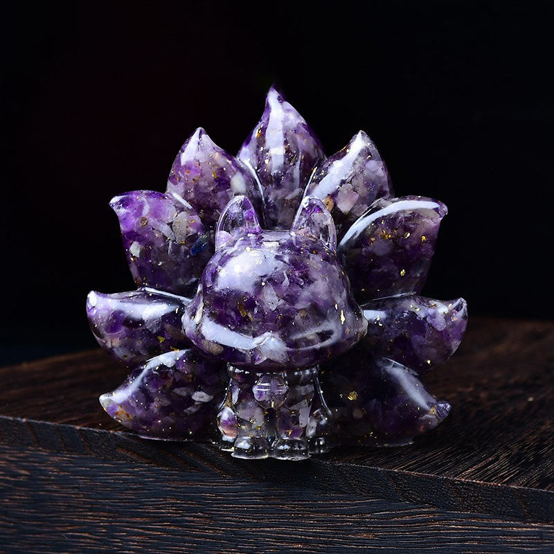 Foviel Kleine verschiedene Stein Rosa Kristall Citrin Amethyst Neun Tailed Fox Wärme Wohndekoration
