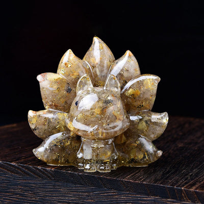 Foviel Kleine verschiedene Stein Rosa Kristall Citrin Amethyst Neun Tailed Fox Wärme Wohndekoration