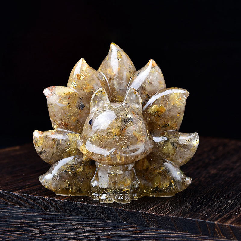 Foviel Kleine verschiedene Stein Rosa Kristall Citrin Amethyst Neun Tailed Fox Wärme Wohndekoration