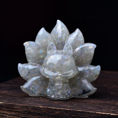 Foviel Kleine verschiedene Stein Rosa Kristall Citrin Amethyst Neun Tailed Fox Wärme Wohndekoration