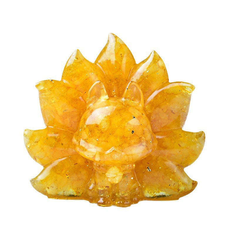 Foviel Kleine verschiedene Stein Rosa Kristall Citrin Amethyst Neun Tailed Fox Wärme Wohndekoration