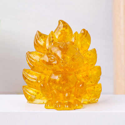 Foviel Kleine verschiedene Stein Erdbeerquarz Amethyst grüner Aventurin Neun Tailed Fox spirituell Wohndekoration