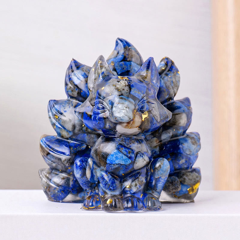 Foviel Kleine verschiedene Stein Erdbeerquarz Amethyst grüner Aventurin Neun Tailed Fox spirituell Wohndekoration