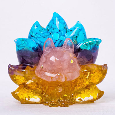 Foviel Kleine verschiedene Stein Erdbeerquarz Amethyst grüner Aventurin Neun Tailed Fox spirituell Wohndekoration