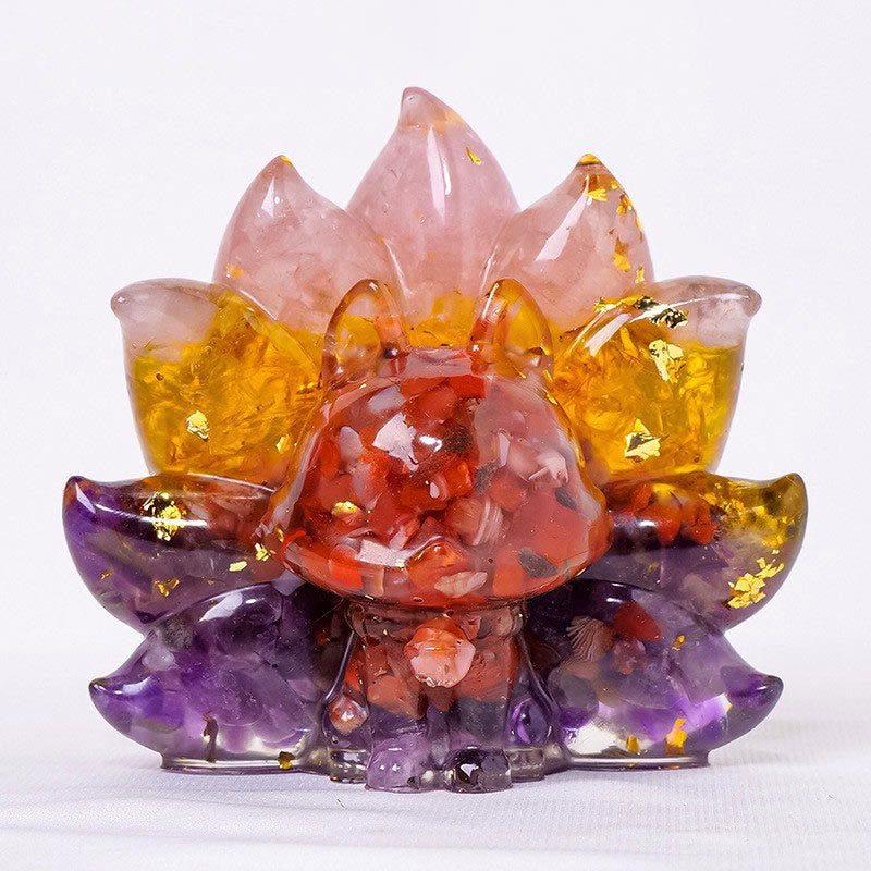 Foviel Kleine verschiedene Stein Erdbeerquarz Amethyst grüner Aventurin Neun Tailed Fox spirituell Wohndekoration