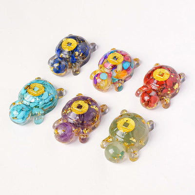 Foviel Kleine Verschiedene Kristall Grün Aventurine Amethyst Schildkröte Kupfer Münzen Glück Wohndekoration
